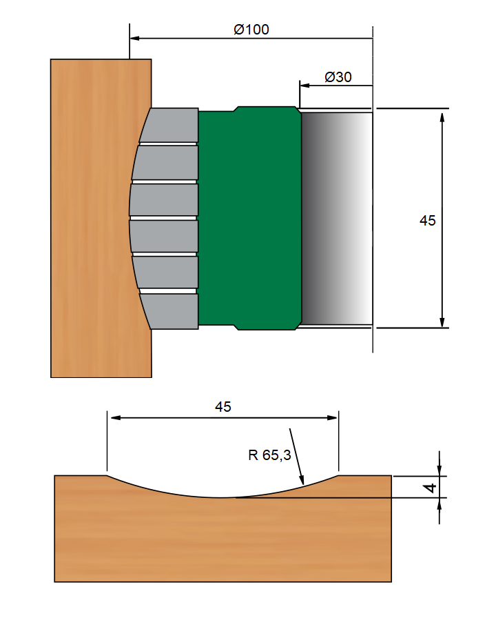 Fresa para Cava de Matajunta Ø100 x 45 x 30 - 6 Dentes - Cód. 1245.01